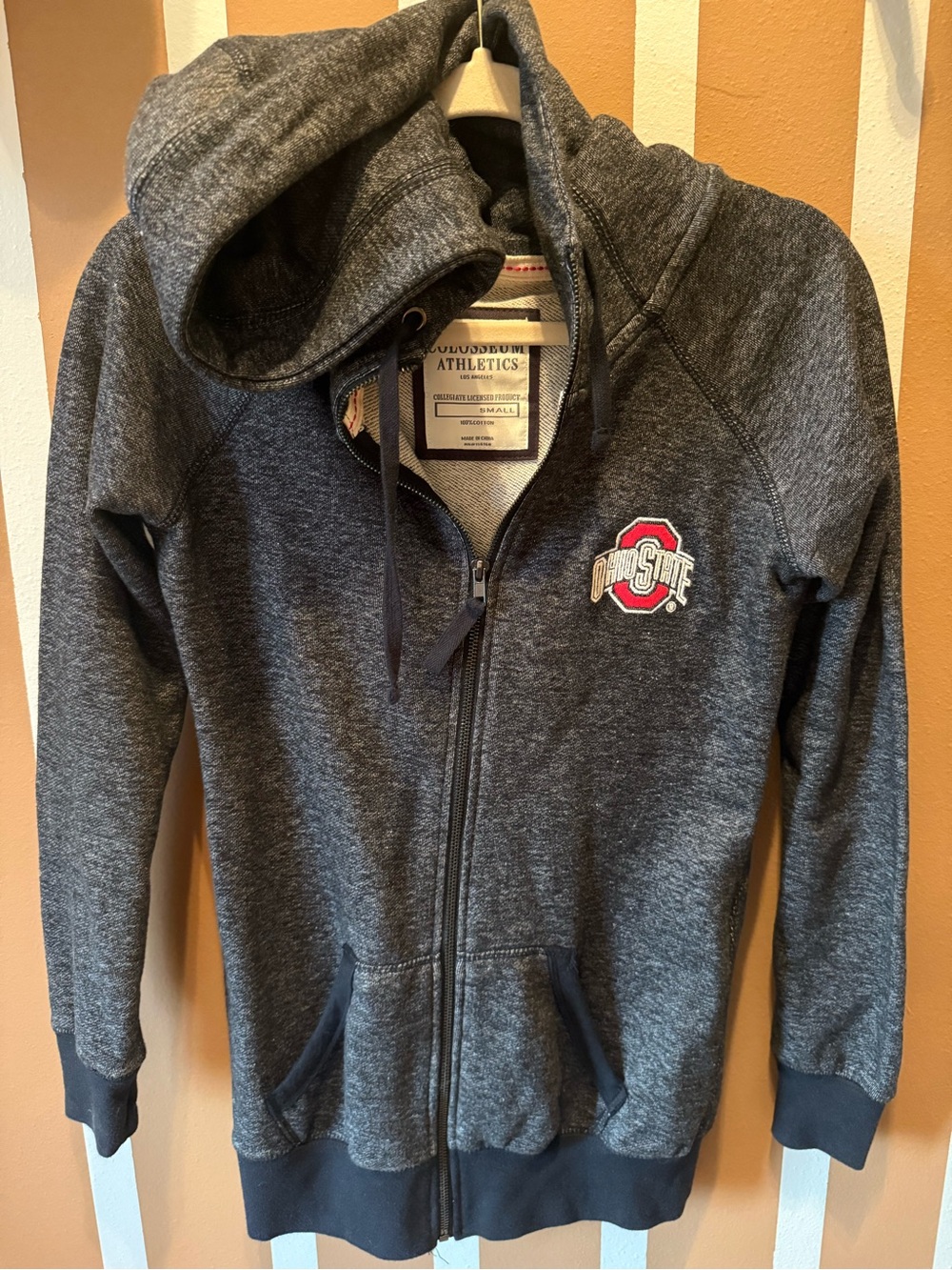 Colosseum Charcoal Heather Full-Zip Hoodie with Ohio State Logo